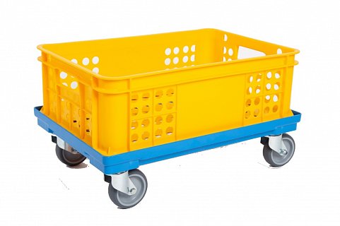 Přepravní vozík pod přepravky 600x400mm modrý - kolečka 100mm - nosnost 300kg